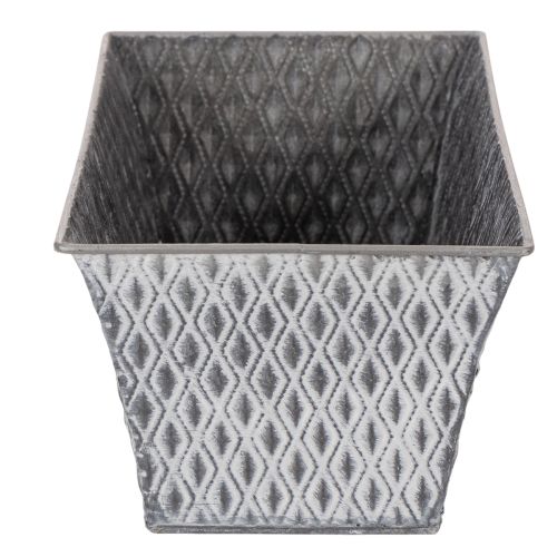 Zinc bowl with diamond pattern, 26cm x 15.5cm | Floristik24.ie