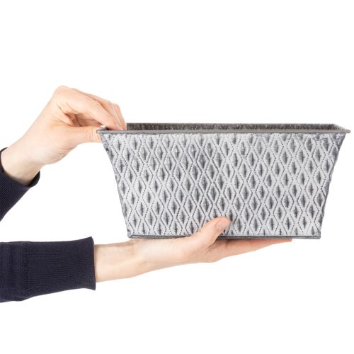 Zinc bowl with diamond pattern, 26cm x 15.5cm | Floristik24.ie