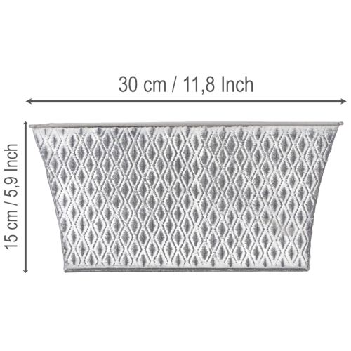 Zinc bowl with diamond pattern 30cm×18cm H15cm | Floristik24.ie