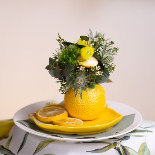 Floristik24 Lemon Decorative Vase Ceramic Flowerpot Yellow Ø8.5cm