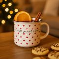 Cup with hearts ceramic cup white red Ø9cm H9cm | Floristik24.ie