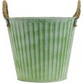 Floristik24 Bucket for planting, planter with handles, metal decoration pink/green/yellow shabby chic Ø16.5 cm H15 cm set of 3