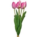 Floristik24 Pink Tulips Decoration Real Touch Artificial Flowers Spring 49cm 5pcs