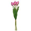 Floristik24 Pink Tulips Decoration Real Touch Artificial Flowers Spring 49cm 5pcs