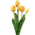 Floristik24 Orange Yellow Tulips Decoration Real Touch Artificial Flowers 49cm 5pcs