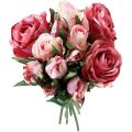 Floristik24 Artificial Roses Pink Artificial Roses Decorative Bouquet 29cm 12pcs