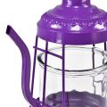 Floristik24 Tealight holder glass lantern teapot purple Ø15cm H26cm