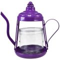 Floristik24 Tealight holder glass lantern teapot purple Ø15cm H26cm