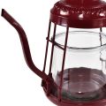 Floristik24 Tealight holder glass lantern teapot red Ø15cm H26cm