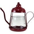 Floristik24 Tealight holder glass lantern teapot red Ø15cm H26cm