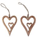 Floristik24 Wooden heart natural wood hearts for hanging 8×11cm 4pcs