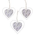 Floristik24 Decorative hearts for hanging white lilac 18.5×17cm 4pcs