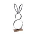 Floristik24 Easter bunny black silver rabbits metal wood 13.5×37cm