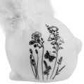 Floristik24 Ceramic Bunny White Sitting Flowers Feathers 9×7×14cm 2pcs