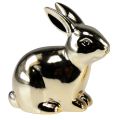 Floristik24 Ceramic rabbits gold rabbit sitting metal look 8.5cm 3pcs