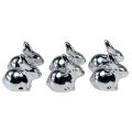 Floristik24 Easter bunnies ceramic sitting metal look silver 5.5cm 6pcs