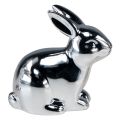 Floristik24 Easter bunnies ceramic sitting metal look silver 5.5cm 6pcs