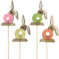 Floristik24 Easter bunny wooden flower plugs Easter colorful H8cm 12pcs