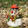 Floristik24 Loving ceramic houses – heart design, red &amp; natural, 17.5 cm – romantic decoration for the home 2 pieces