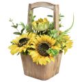 Floristik24 Sunflower artificial flower arrangement in a wooden pot H31cm
