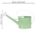 Metal decorative watering can, retro pastel green with white accents, for garden, balcony, and indoor use, 52.5x15x30cm | Floristik24.ie