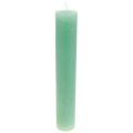 Floristik24 Green candles, large, solid-colored candles, 50x300mm, 4 pieces