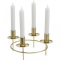 Floristik24 Candle ring rod candles candle holder gold Ø23cm H11cm 2pcs