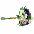Bouquet with anemones and roses violet, cream 30cm