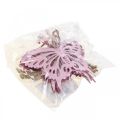 Pendant butterfly deco metal rose pink 8.5x9.5cm 6pcs