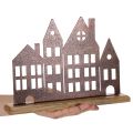 House row decoration, metal with wooden base, 30cm | Floristik24.ie