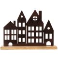 House row decoration, metal with wooden base, 30cm | Floristik24.ie