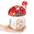 Decorative mushroom house for tea light, hand-painted with turret, 21cm | Floristik24.ie