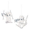 Floristik24 Polar bear pendant on skis with scarf for hanging, 10cm, 2 pieces