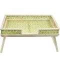 Floristik24 Bamboo bed tray, foldable serving tray, wooden tray with wicker pattern in green and natural colors 51.5×37cm