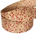 Decorative ribbon branches with red glitter berries, 40mm x 15m | Floristik24.ie