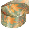 Decorative ribbon with leaf motif, autumn decoration, 40mm x 15m | Floristik24.ie