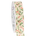 Floristik24 Decorative ribbon with holly and berries, dimensionally stable edge, 25mm, 18m