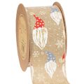 Floristik24 Decorative ribbon with Christmas gnomes on jute ribbon, winter motif, 60mm x 10m