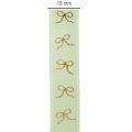Decorative ribbon with gold bows on a roll, 15mm wide, 18m long | Floristik24.ie