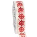 Floristik24 Decorative ribbon with snowflakes, gift wrapping, winter, 25mm x 20m
