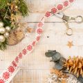 Decorative ribbon with snowflakes, gift wrapping, winter, 25mm x 20m | Floristik24.ie