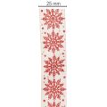 Decorative ribbon with snowflakes, gift wrapping, winter, 25mm x 20m | Floristik24.ie