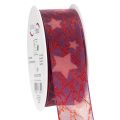 Floristik24 Glittering star-patterned decorative ribbon for Christmas decorations, 40mm x 15m