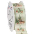 Floristik24 Decorative ribbon with deer motif, forest and flowers, 40mm x 15m