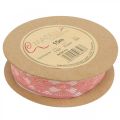 Floristik24 Antique pink lace ribbon, decorative ribbon, vintage decoration, deco ribbon, wedding decoration W25mm L15m