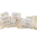 Floristik24 Ribbon &quot;Merry Christmas&quot; white, gold 40mm 20m