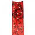 Floristik24 Christmas ribbon with saying red 40mm 20m