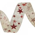 Floristik24 Gift ribbon bow ribbon with stars white red 25mm 15m