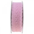 Floristik24 Lace Ribbon Gift Decor Wedding Table Decoration Pink W35mm L20m