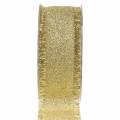 Deco ribbon gold with fringes 40mm 15m